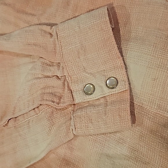 Wrangle retro pink plaid flannel pearl snap shirt Womans large  good condition - Picture 4 of 13